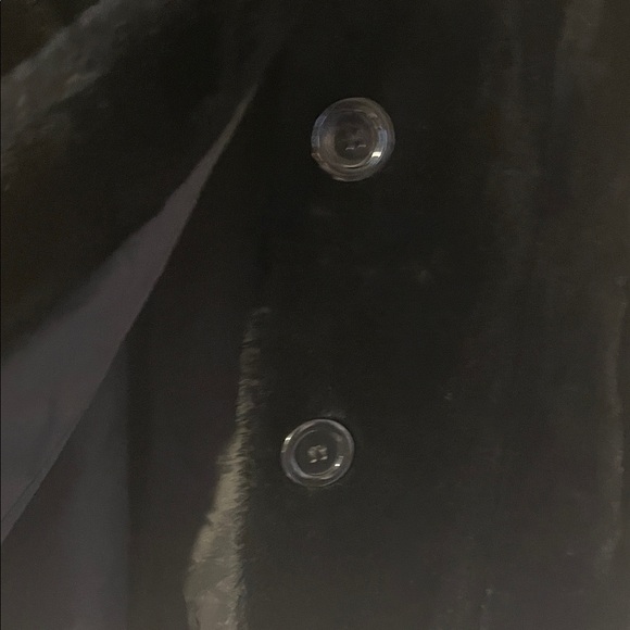 Women's Black Faux Fur Coat with big fur trim - Picture 6 of 15